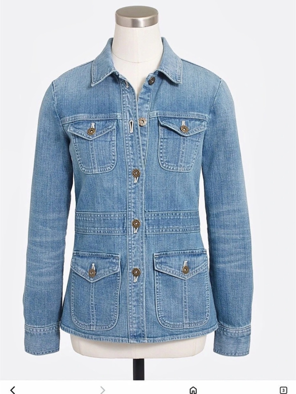 J.Crew Denim Military Jean Jacket Blue Like New army chambray